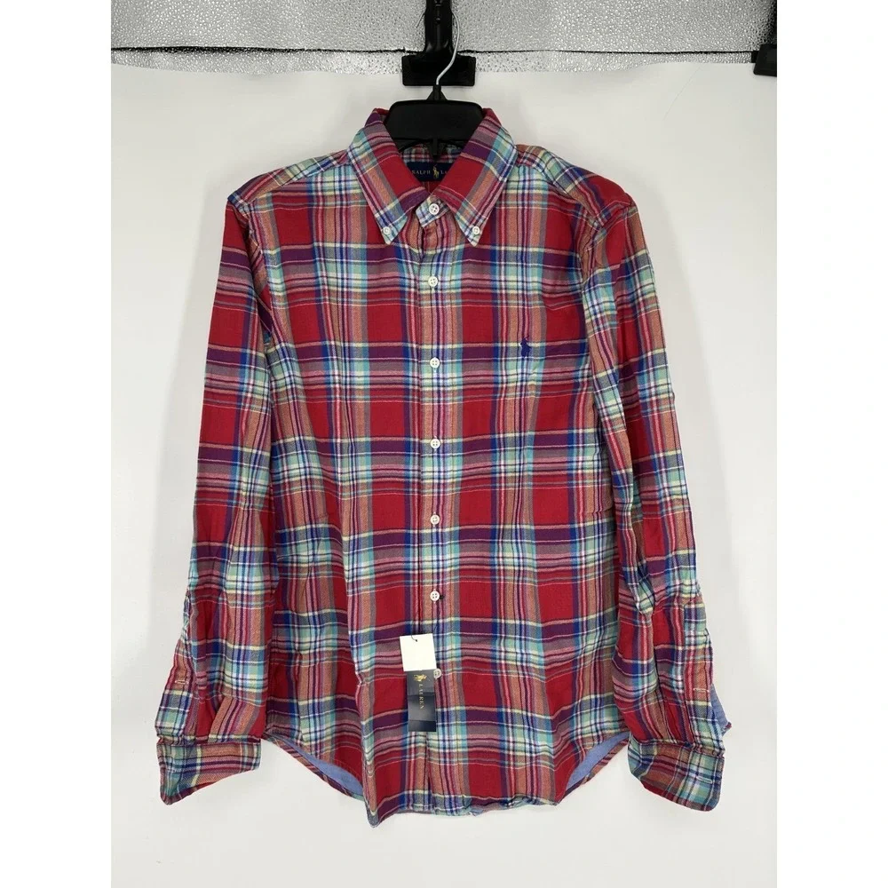Polo Ralph Lauren‎ Shirt Mens Small Colorful Red Plaid Button Down Long Sleeve